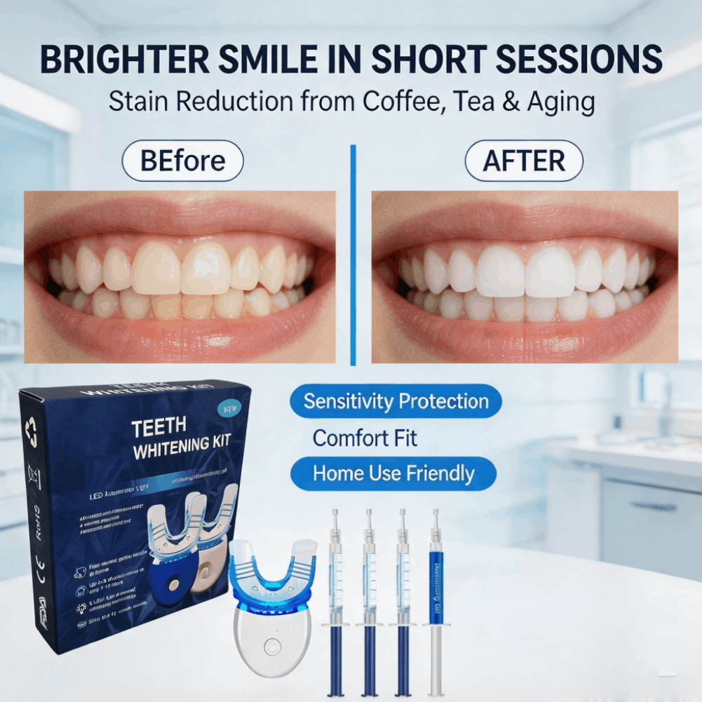 Teeth Whitening Kit At Home - Professional Teeth Whitening Kit Gel LEDLight